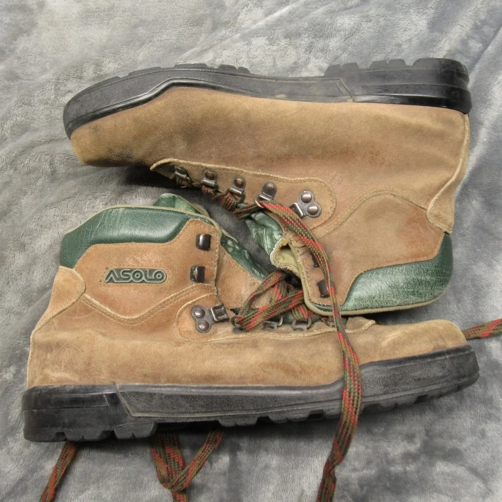 Asolo Boots Men 9‎ Brown Suede Leather Hiking Mountaineering Trail Joint Project